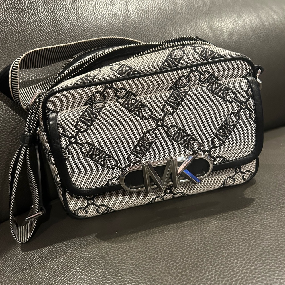 Michael Kors Monogram Black and White Crossbody Bag